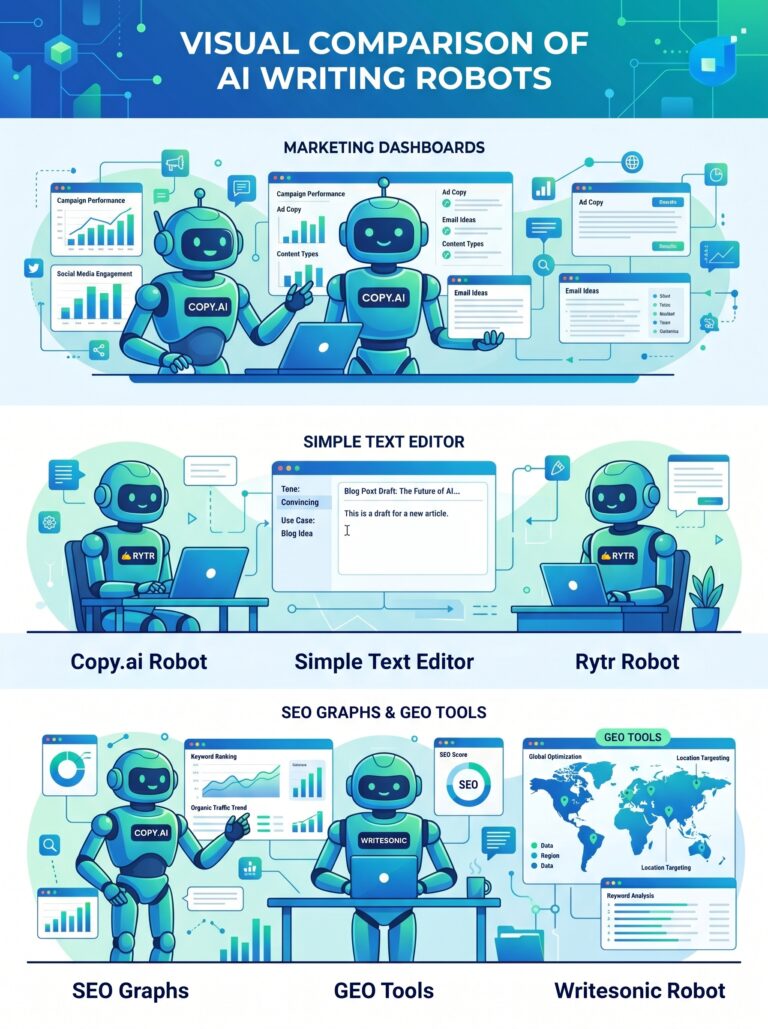 Сравнение: Copy.ai vs Rytr vs Writesonic — какой инструмент для коротких текстов выгоднее в 2026